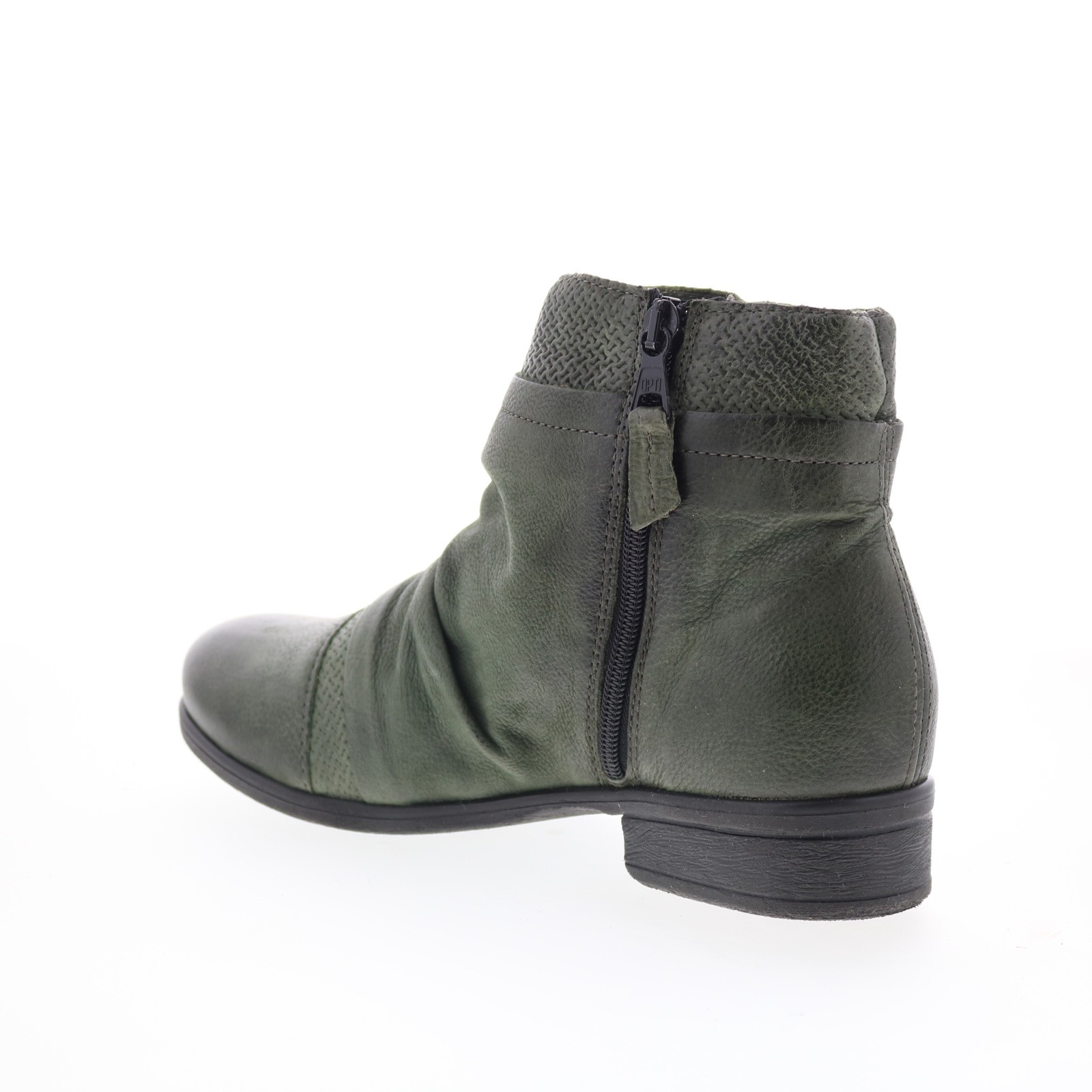 Miz Mooz Sunny-QVC Womens Green Leather Zipper Ankle & Booties Boots
