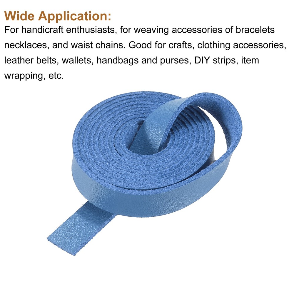 Faux Leather Straps Strip Leather String 1cm/0.4" Width, Lake Blue,2pcs