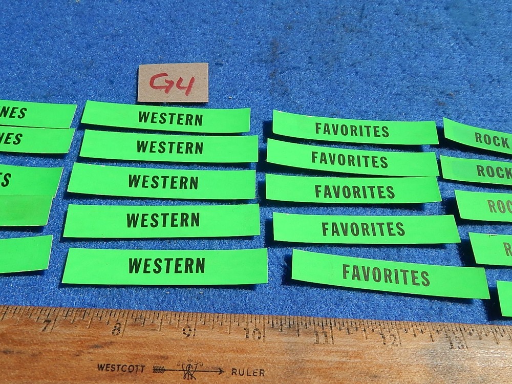Wurlitzer wallbox 5250 Program Holder Record Classification Strips - 25 each