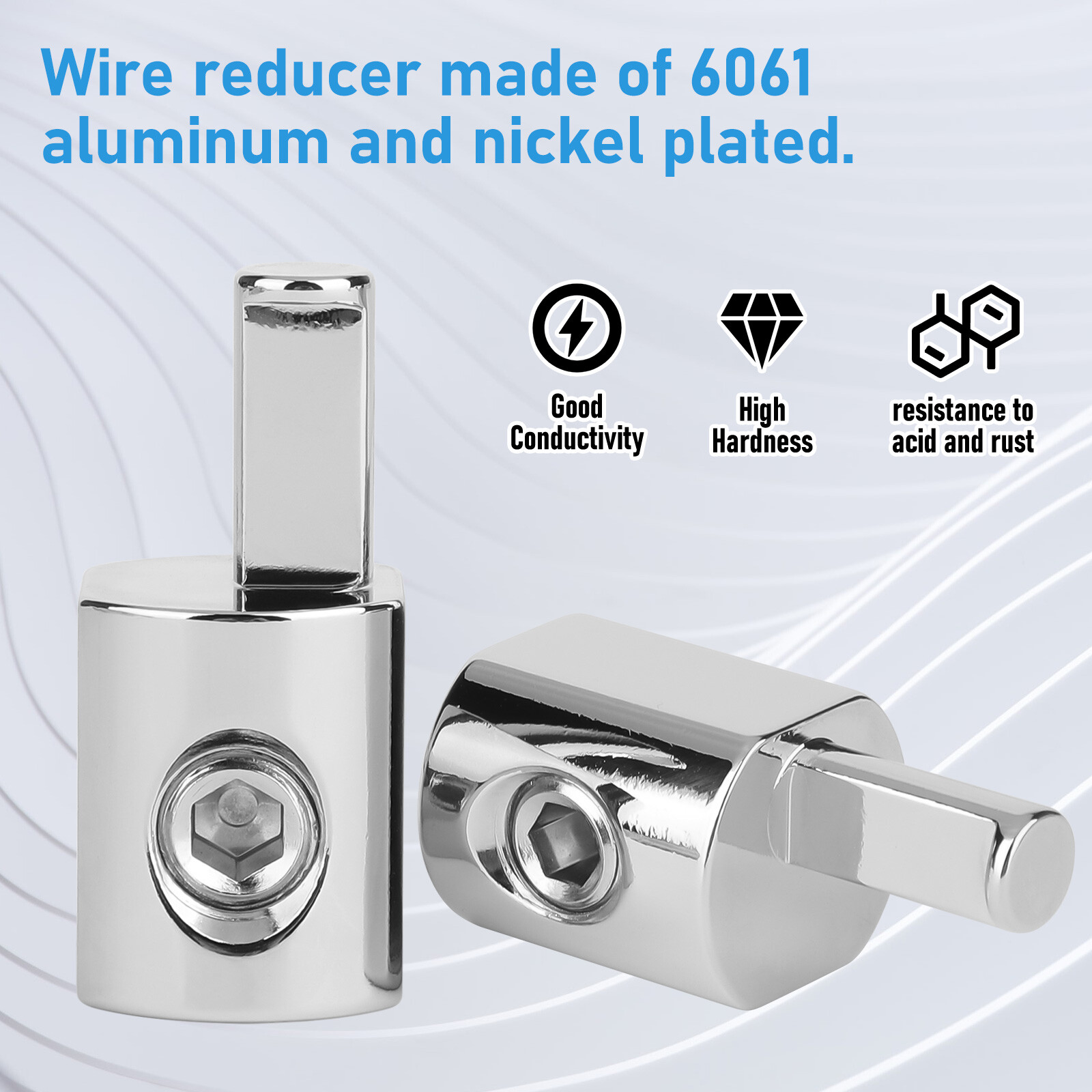 Pair Car Audio Power/Ground 1/0 Gauge to 4 Gauge Amp Input Reducers Wire Reducer