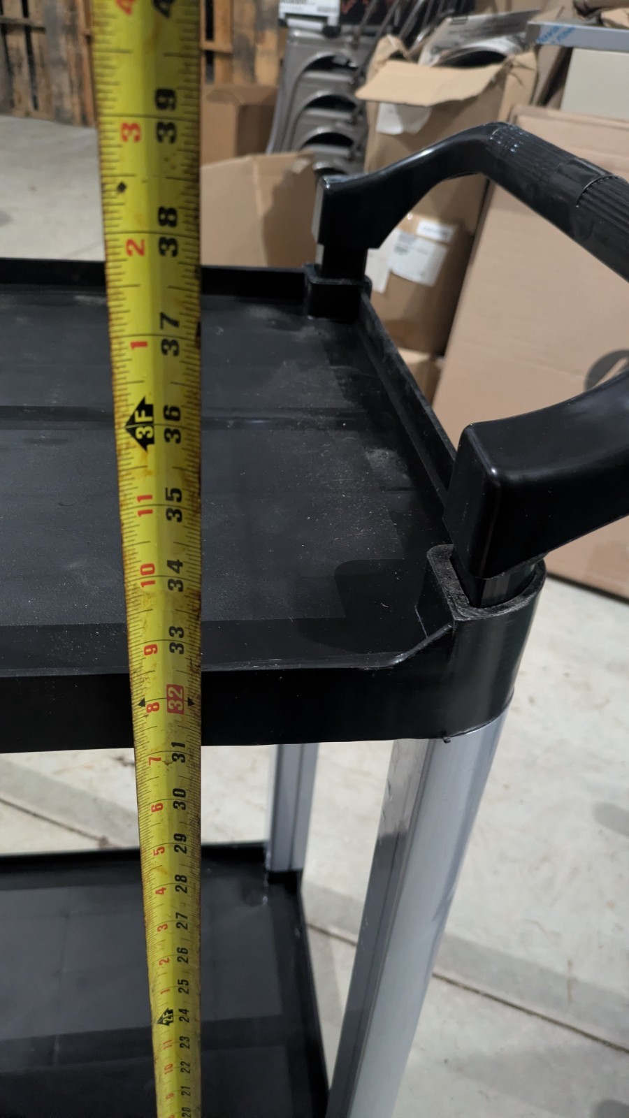 Small Bussing Cart with Two Shelves 32" x 16" x 24" BLACK 109CARTBS2BK Utility