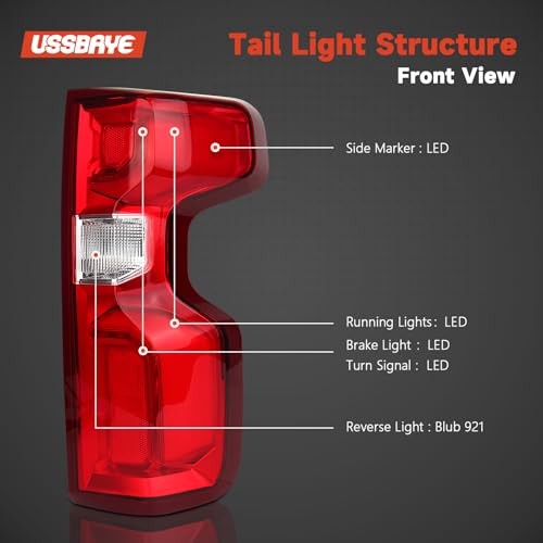 Tail Light Compatible with 2019 Right Passenger Side 19-25 Silverado Halogen