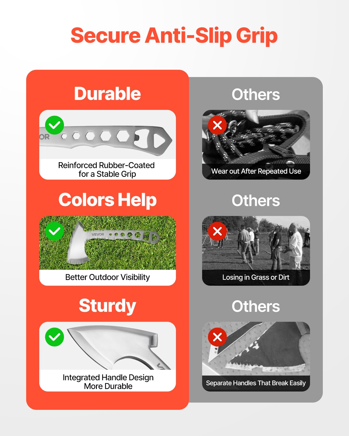 VEVOR Throwing Axes and Tomahawks 3 Pack Hatchet Axes and 3 Pack Throwing