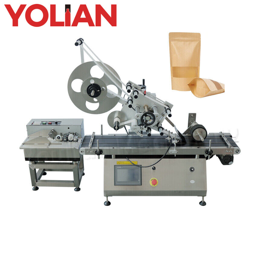 Desktop Pouch Bag Labeling Machine Flat Pouch Applicator With Paging Machine