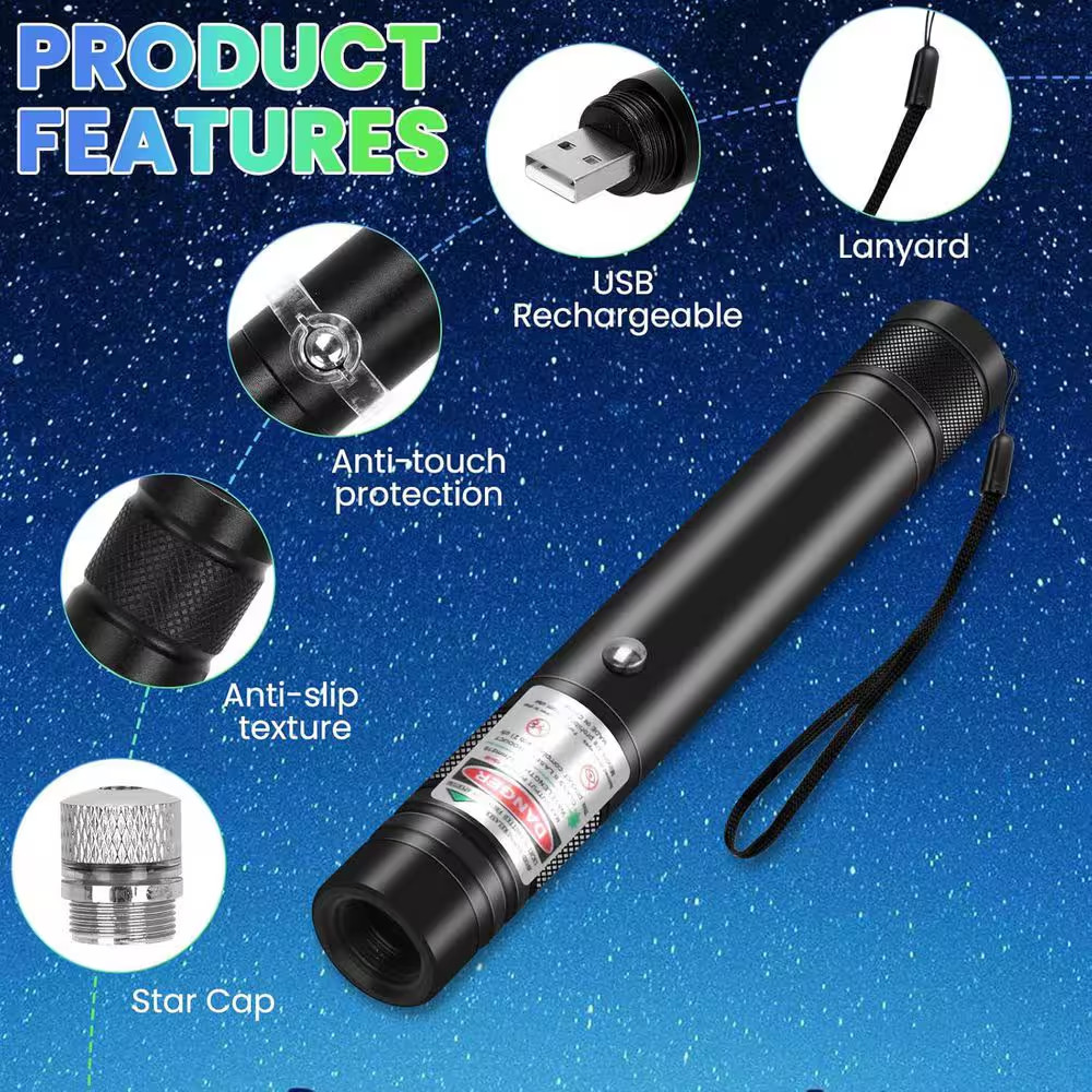 Green Laser Pointer High Power Long Range for Astronomy Outdoors Screen Multiple