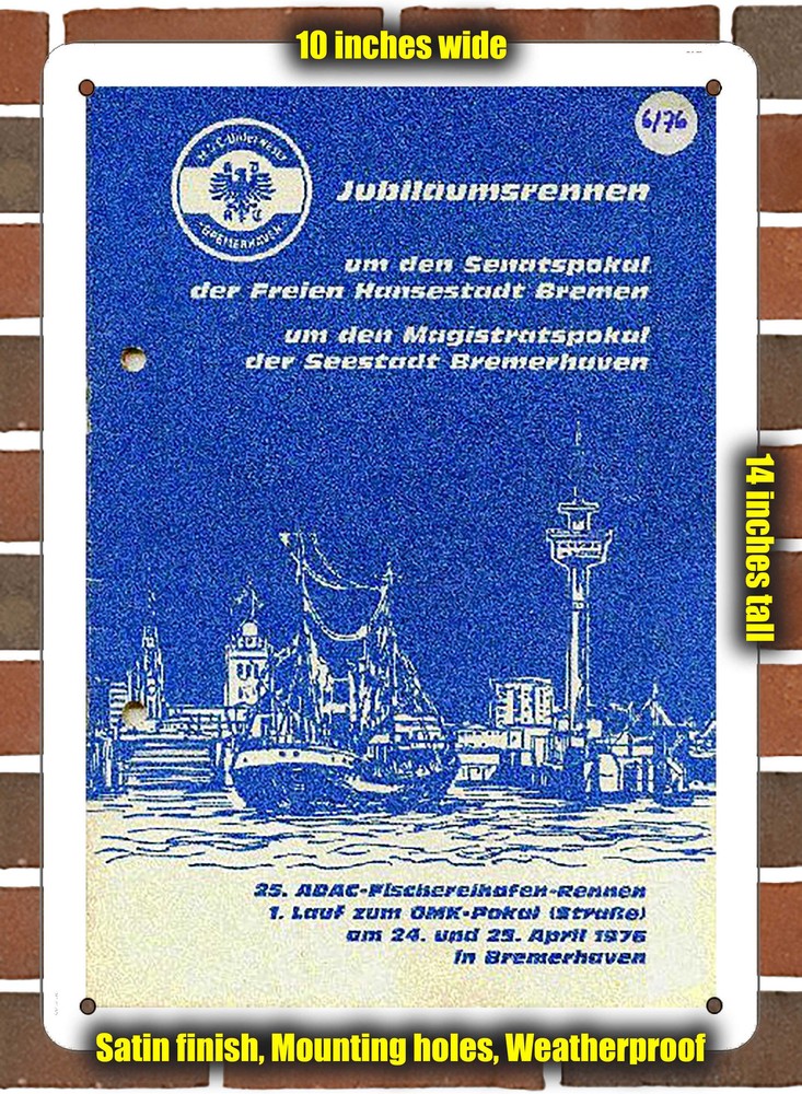 Metal Sign - 1976 Bremerhaven Racing Program - 10x14 inches