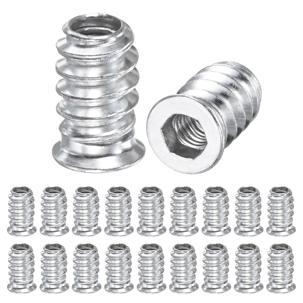 20-Pack Threaded Inserts for Wood, M5x15mm Threaded Insert Nuts [Silver Tone]