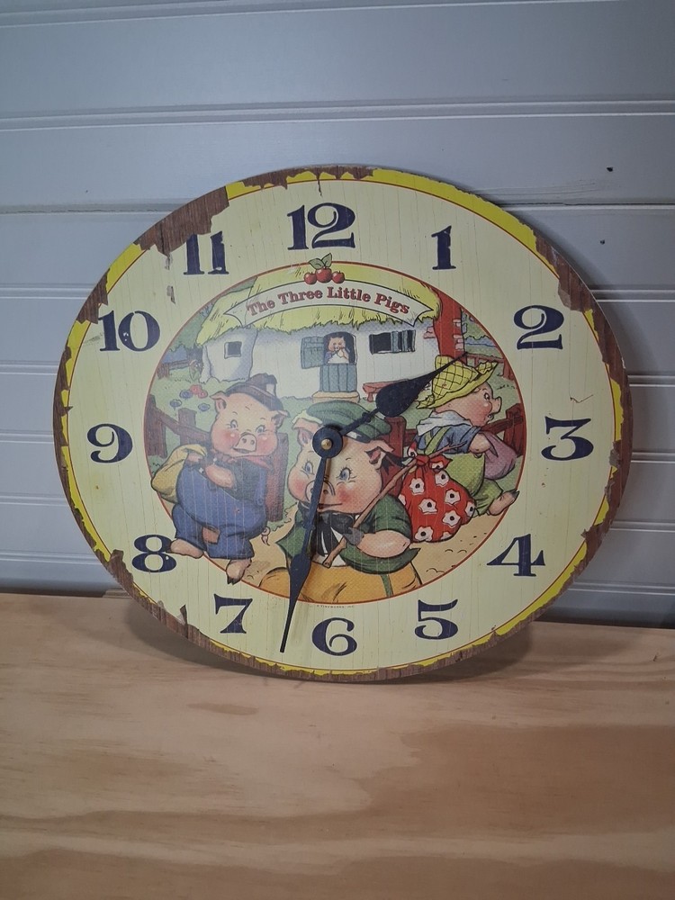 Timeworks Storytime Collection 3 little pigs Wall Clock 13”