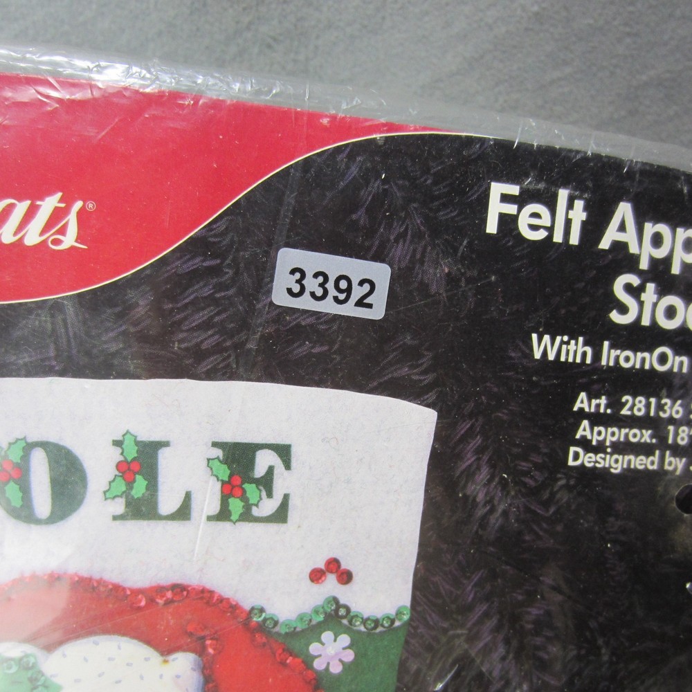 JP Coats Felt Applique Stocking SANTA BEAR