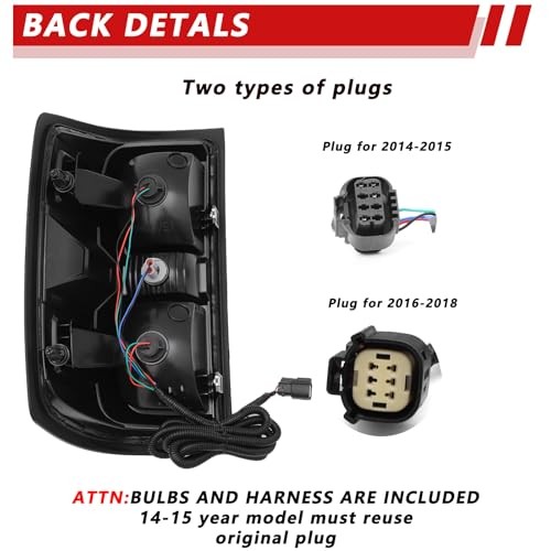 Tail Light Assembly Compatible with 2014-2018 Chevy Silverado 1500/2019