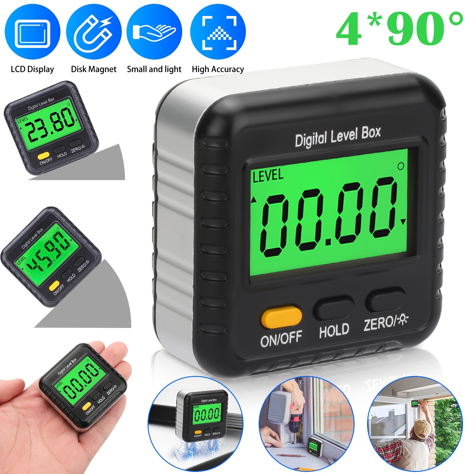 Magnetic Digital Level Box LCD Angle Finder Protractor Inclinometer Bevel Gauge
