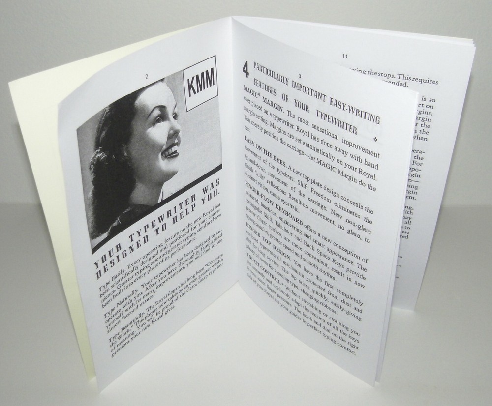 ROYAL KMM TYPEWRITER INSTRUCTIONS REPRODUCTION