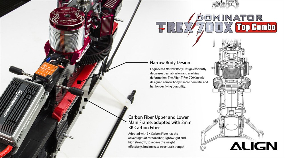 3D RC Helicopter T-REX 700X Top Combo with Microbeast PLUS Flybarless System