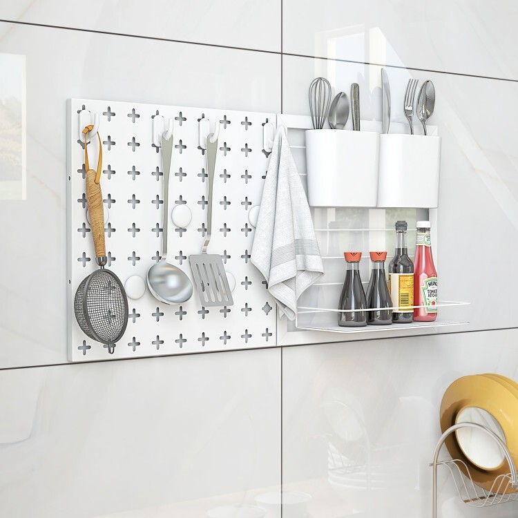 Pegboard Hooks Combination Set Storage Organizer Wall With 0.6" Thickened Panel