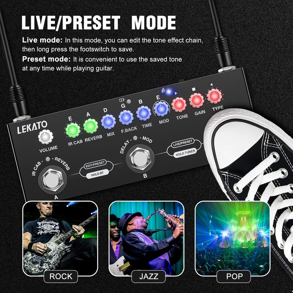 Multi Effects Guitar Pedal, with IR Loading 9 AMP Models, Delay Reverb Distor...