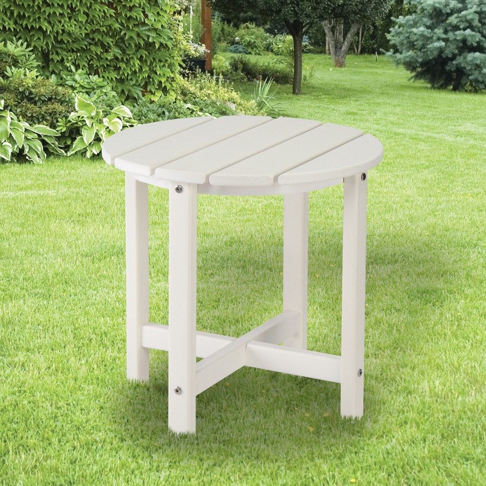 46cm Round White HDPE Side Table, Single Layer Modern Accent Table