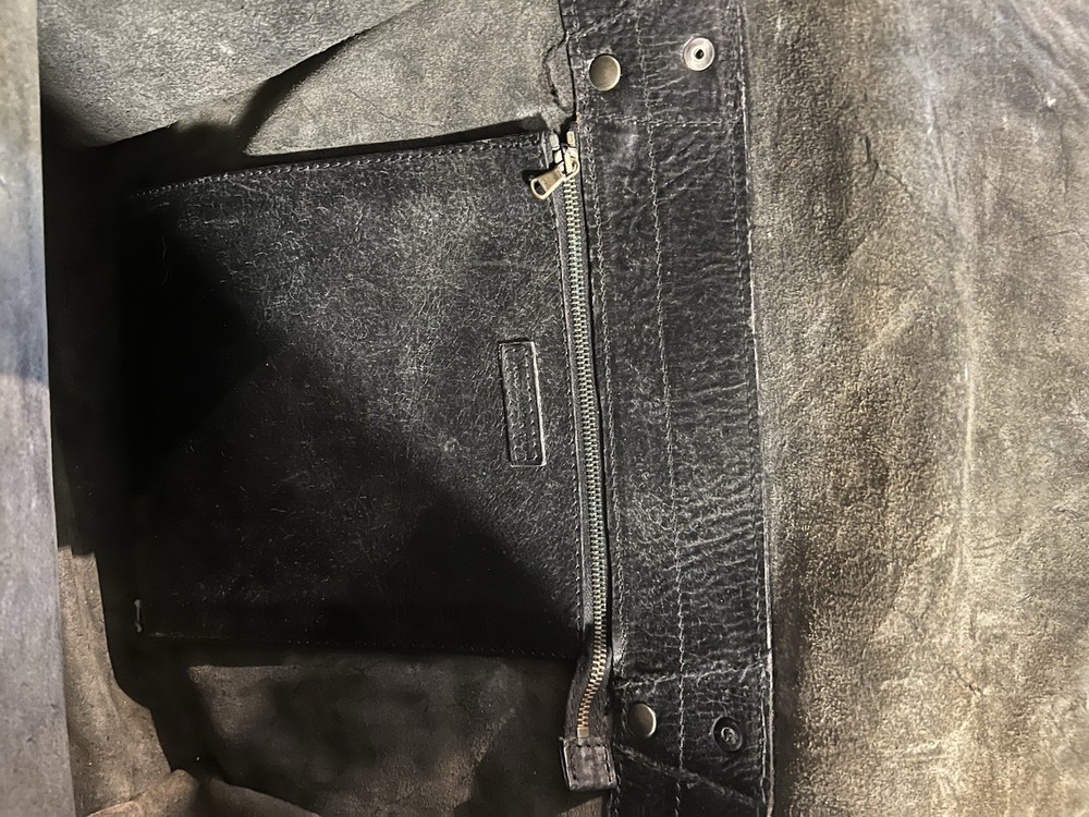 John Varvatos Black Leather Messenger Bag