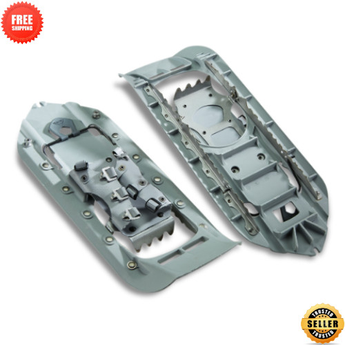 US Military Surplus MSR Snowshoes Steel Crampons and Grip Rails Gray Used