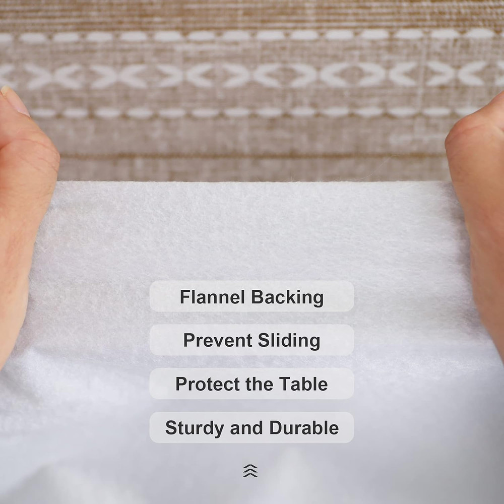100% Waterproof Rectangle PVC Tablecloths, Vinyl Tablecloth with Flannel Backing