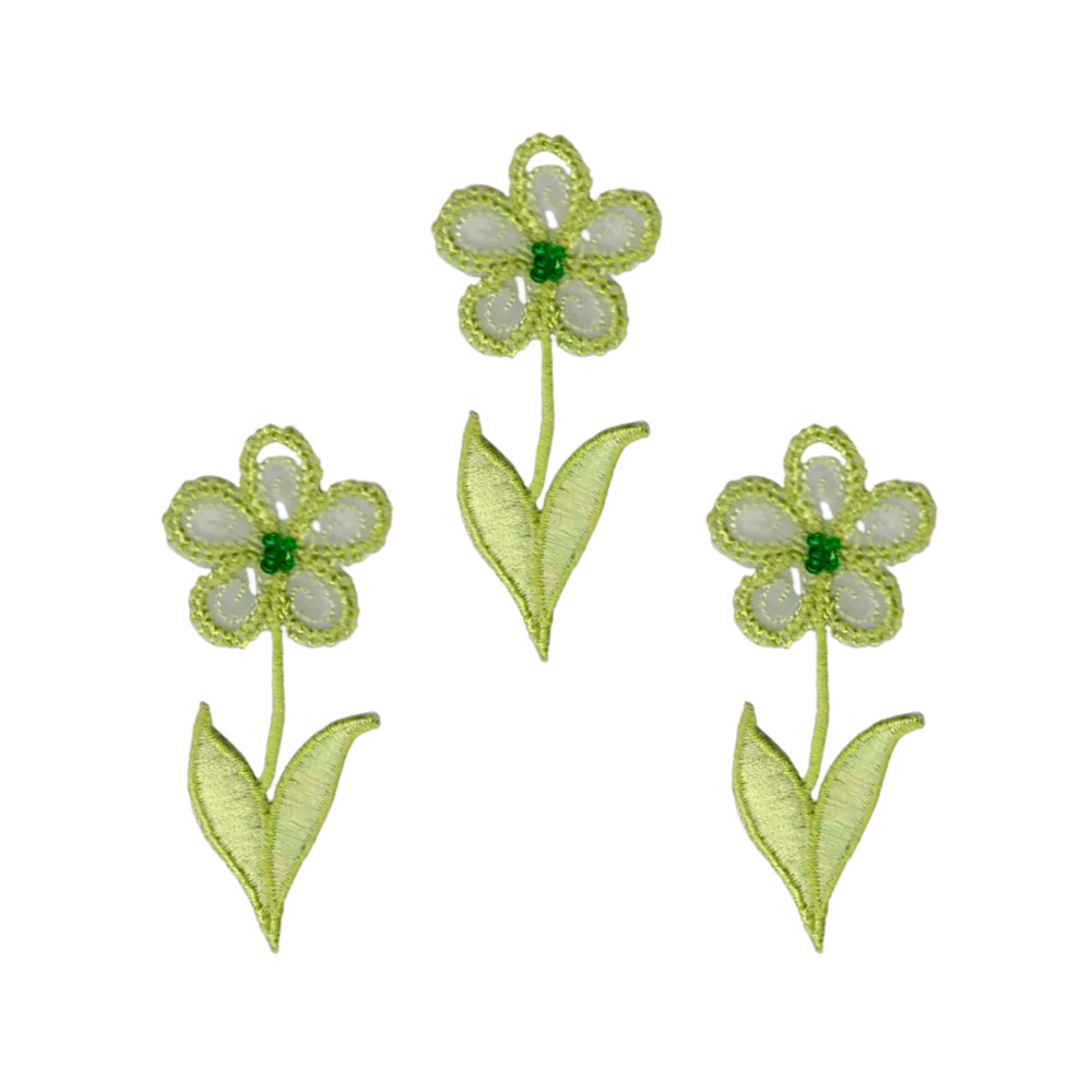 Green Flower (3-Pack) Iron on Patch