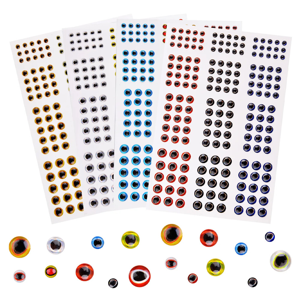 732Pcs Fishing Lure Eyes 3mm-4mm-5mm-6mm 3D Holographic Eyes Fly Tying Jig Craft
