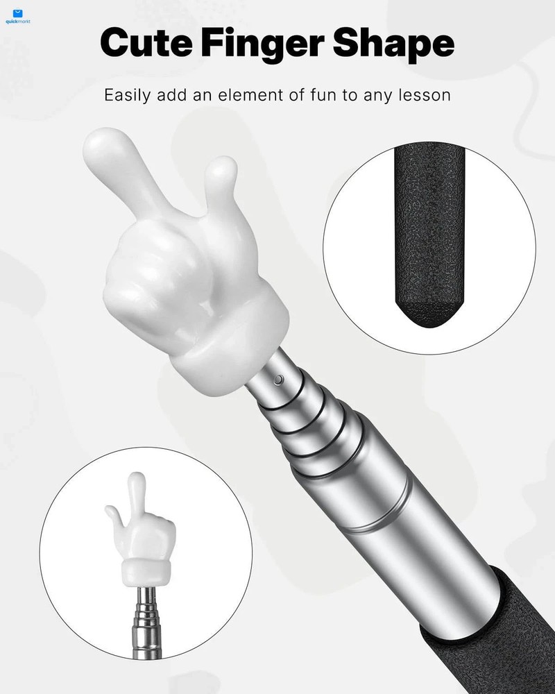 2 Pcs Telescopic Teachers Pointer Mini Retractable Finger Black