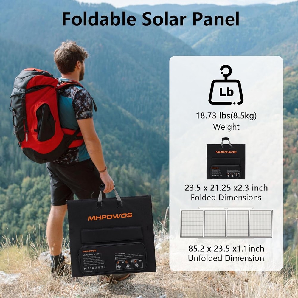 Foldable Solar Panel 220W Monocrystalline IP67