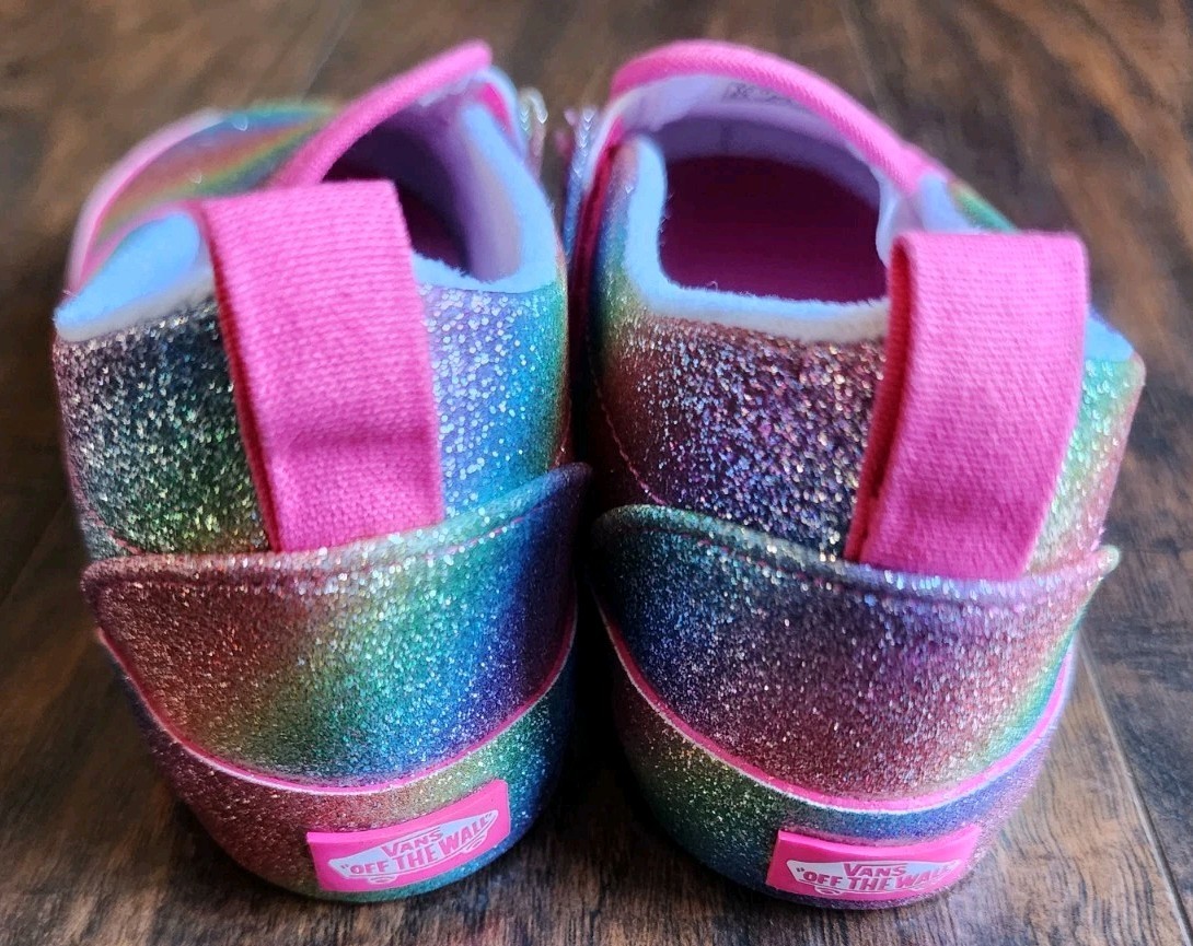 Vans Glitter Rainglow Rainbow Girls Kids Size 10 Toddler Classic Slip On Shoes