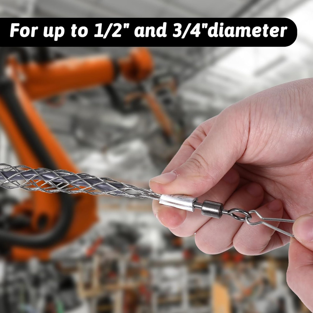 2 Pcs 1/2 Inch Wire Pulling Grip Mesh Cable Pulls Cable Pulling Grip Sock Metal