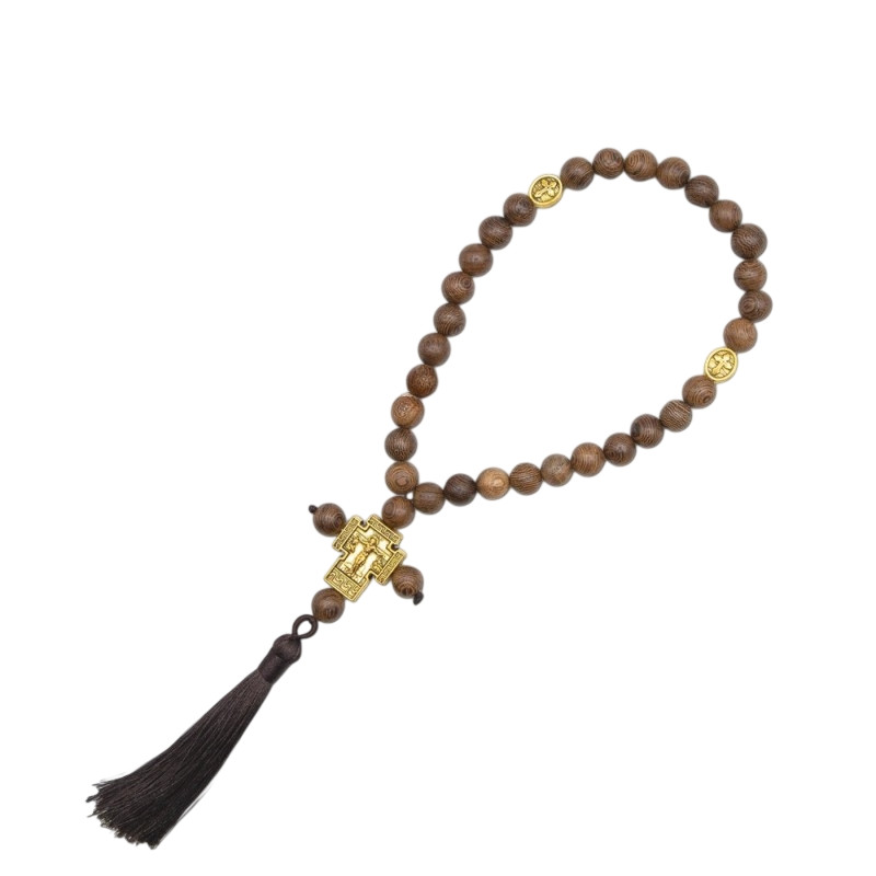 Greek Orthodox Agate Prayer Beads 30 Komboskini Gold Cross Premium Gift