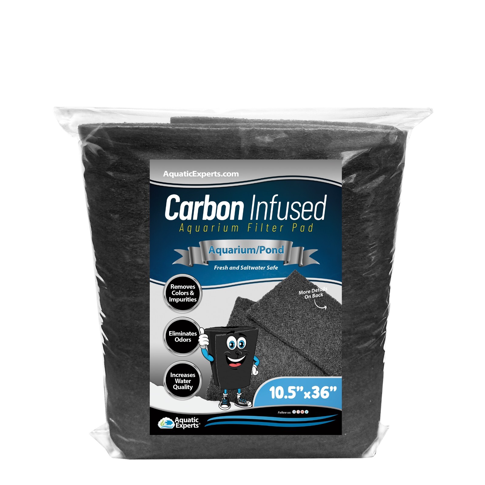 Carbon Infused Filter Pad Media for Crystal Clear Aquarium Tank - 3\8"-1/2"Thick