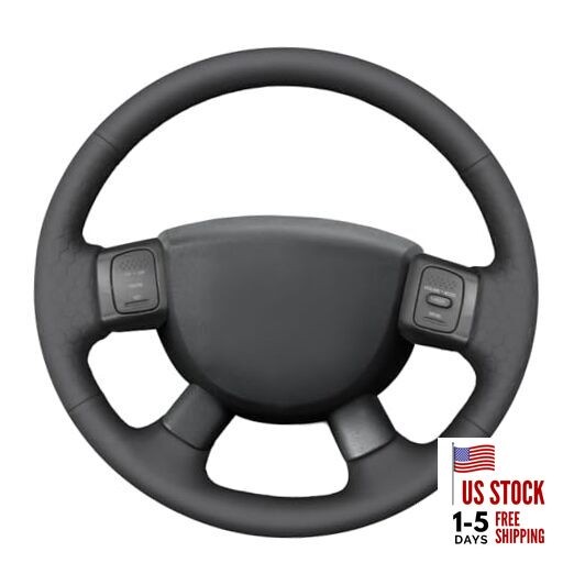 Steering Wheel Wrap for Dodge Black Smooth&Hexagon Embossed Artificial Leather