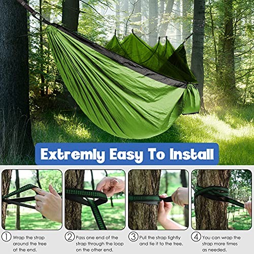 Camping Hammock - Camping Essentials, Double Hammock with Lime Green & Gray