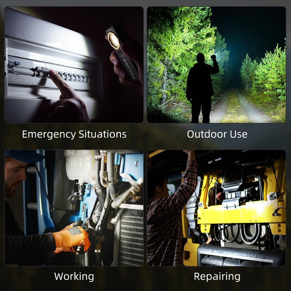 ROYTOA Pocket Flashlight Rechargeable Work Light EDC Slim Flat Flashlight 120...