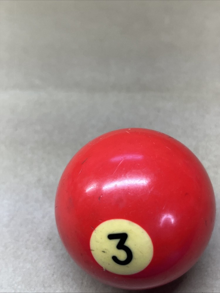 Pool Ball #3 Red Solid Single Individual Billiard 2 1/4” Replacement Vintage