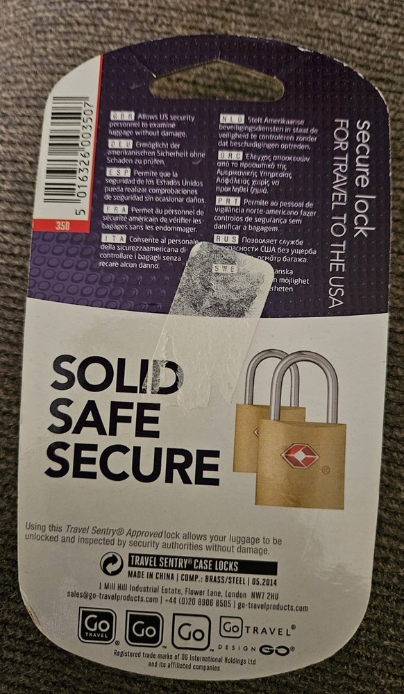 Go Travel Secure Lock Key 2 Pair USA Solid Safe Secure TSA Accepted Sealed NEW🔐
