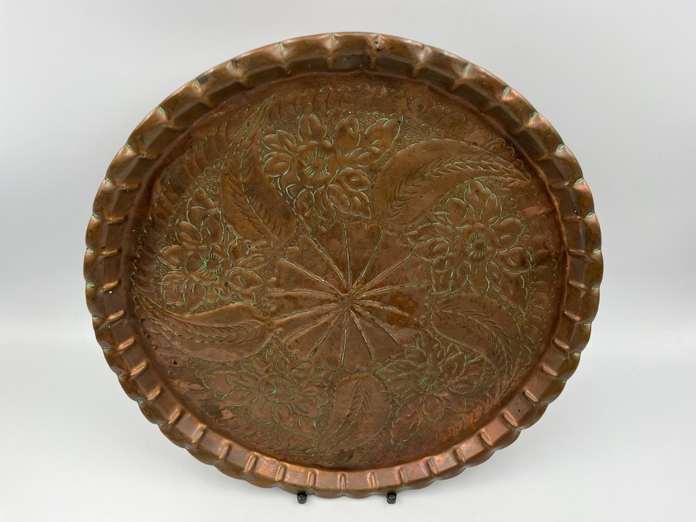 Vintage copper Serving Tray, 25.5 cm.