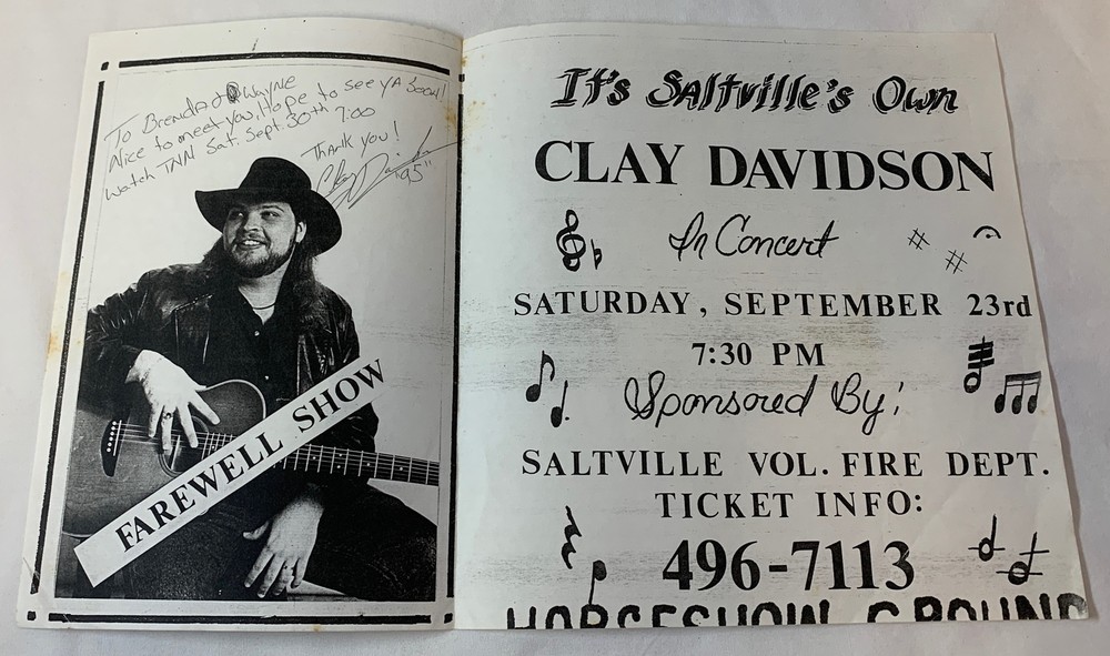 1995 CLAY DAVIDSON gig flier ~ SIGNED