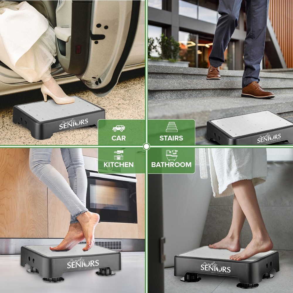 Small Plastic Step Stool for Adults Seniors Portable Bed Steps Mobility