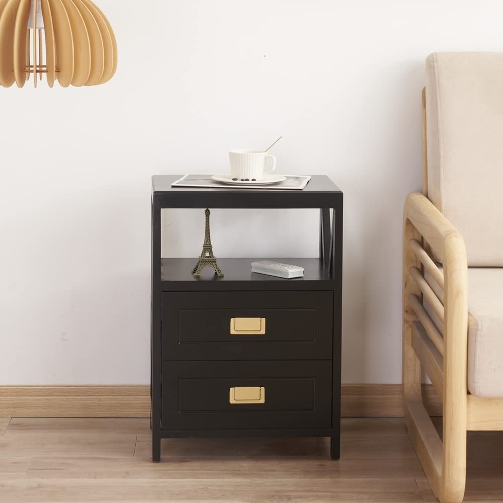 Small End Table Fully Assembled, Little Nightstand No Assembly Required, Pre-...