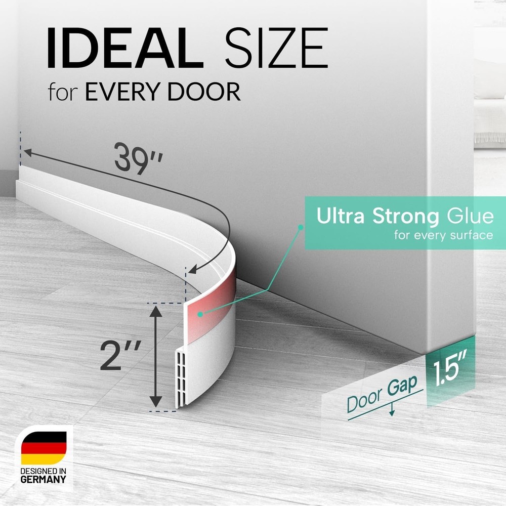 39" Silicone Door Draft Stopper - Quick Install & Energy Saving Solution