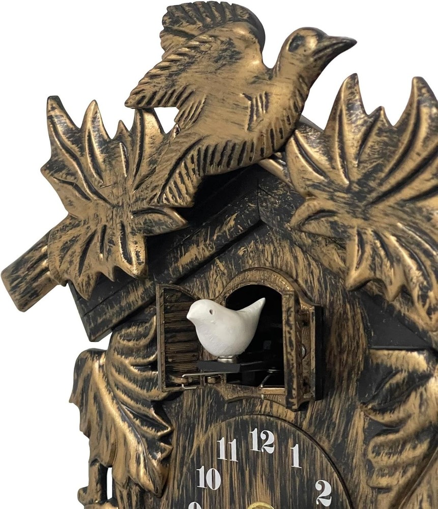 Vintage Brown Cuckoo Clock with Adjustable Volume - Elegant Wall Decoration