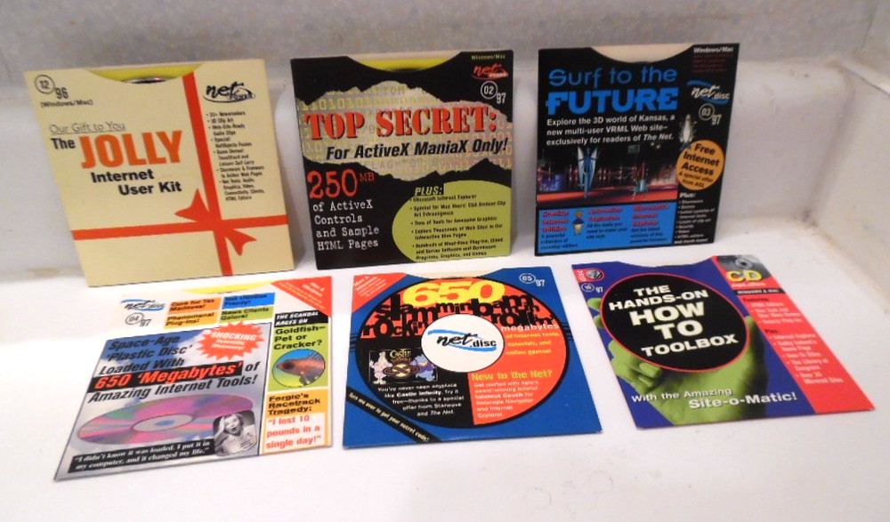 6 Vintage Net Disc Mac & Windows Software CDs