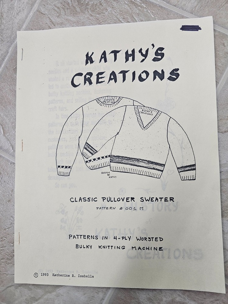 Classic Sleeve Pullover Machine Knitting Patterns for BULKY machines