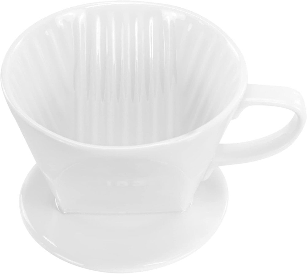 Pour over Ceramic - Coffee Dripper Ceramic Coffee Maker with 3 Holes Flat Bottom