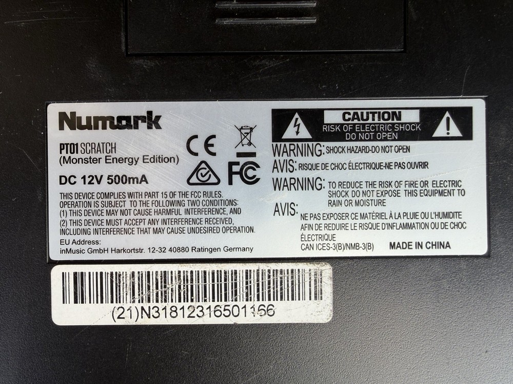 Numark PT01 Scratch Portable DJ Turntable With Built in Scratch-Switch Tested