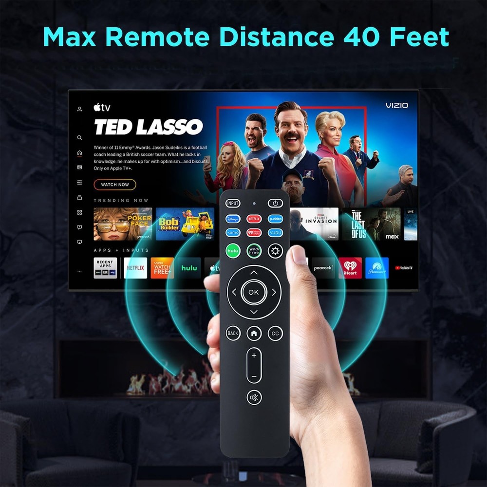 Universal Backlit Remote XRT260 Replacement for Vizio Remote, Black