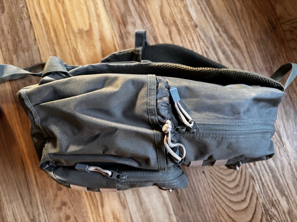 Green Tactical Backpack Nylon Webbing Adjustable Straps Zip Closure Unisex