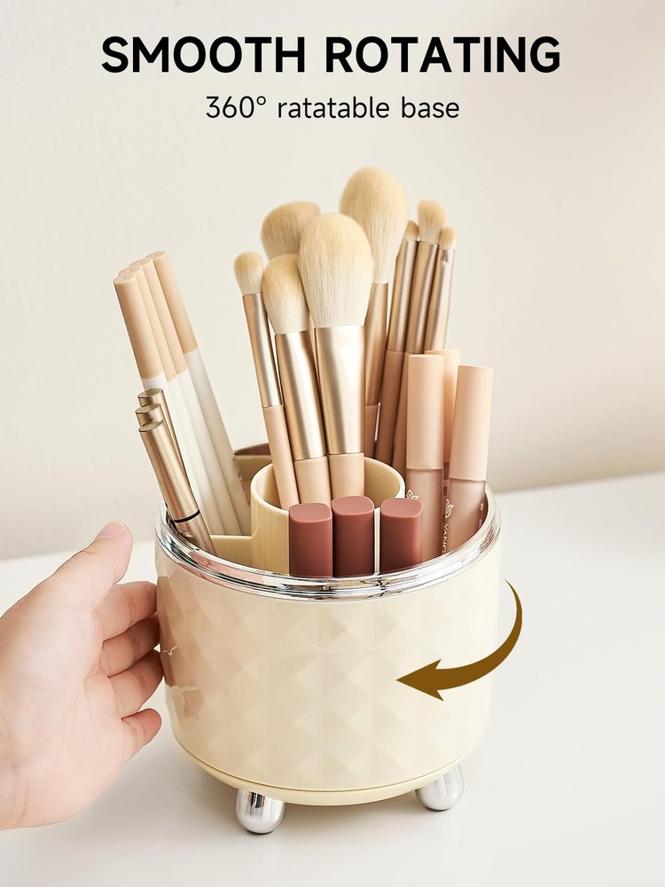 360 Rotating Makeup Brush Holder with 5 Slots Organizer Brushes Cup