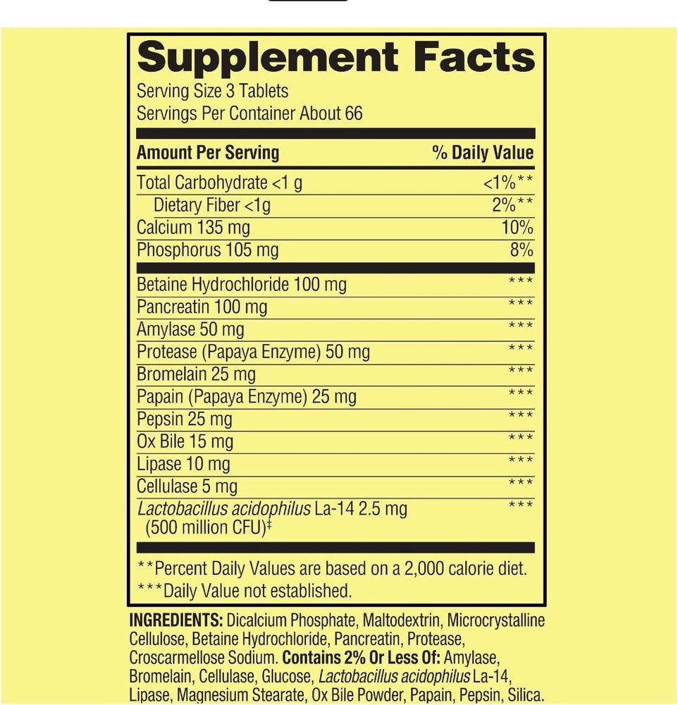 Spring Valley Probiotic Multi-Enzyme Digestive Formula Tablets 200 Count